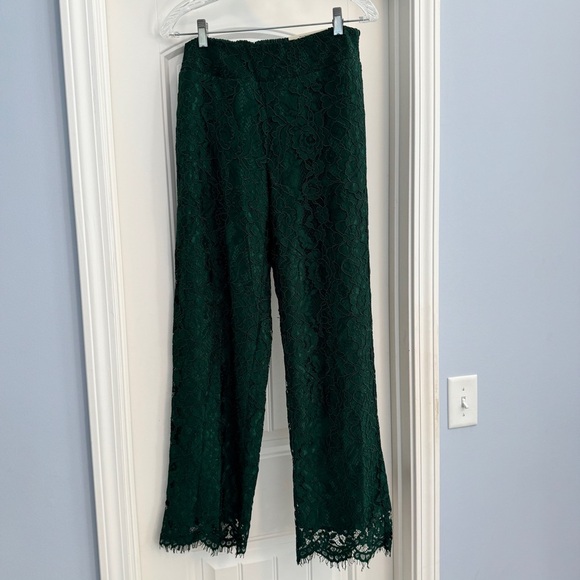 NEW Soft Surroundings Small Green Lace Wide Leg Full Length Pants Festive - Picture 2 of 9